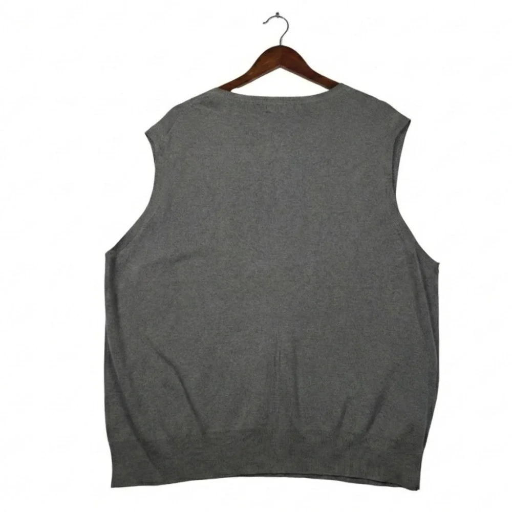 Polo Ralph Lauren XXL Pima Cotton Sweater Vest Gray V-Neck Blue Pony Preppy Golf